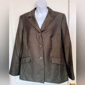 3/10 KASPER Hunter Green Plaid Blazer 16 Single Breasted Pockets